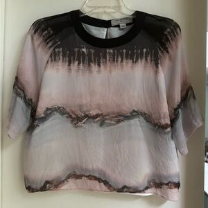 All Saints Blouse in Earth-Toned Marble Print